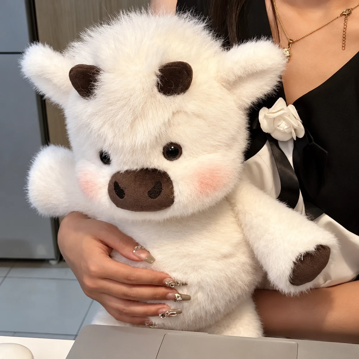 MooMellow Highland cow plushie in White